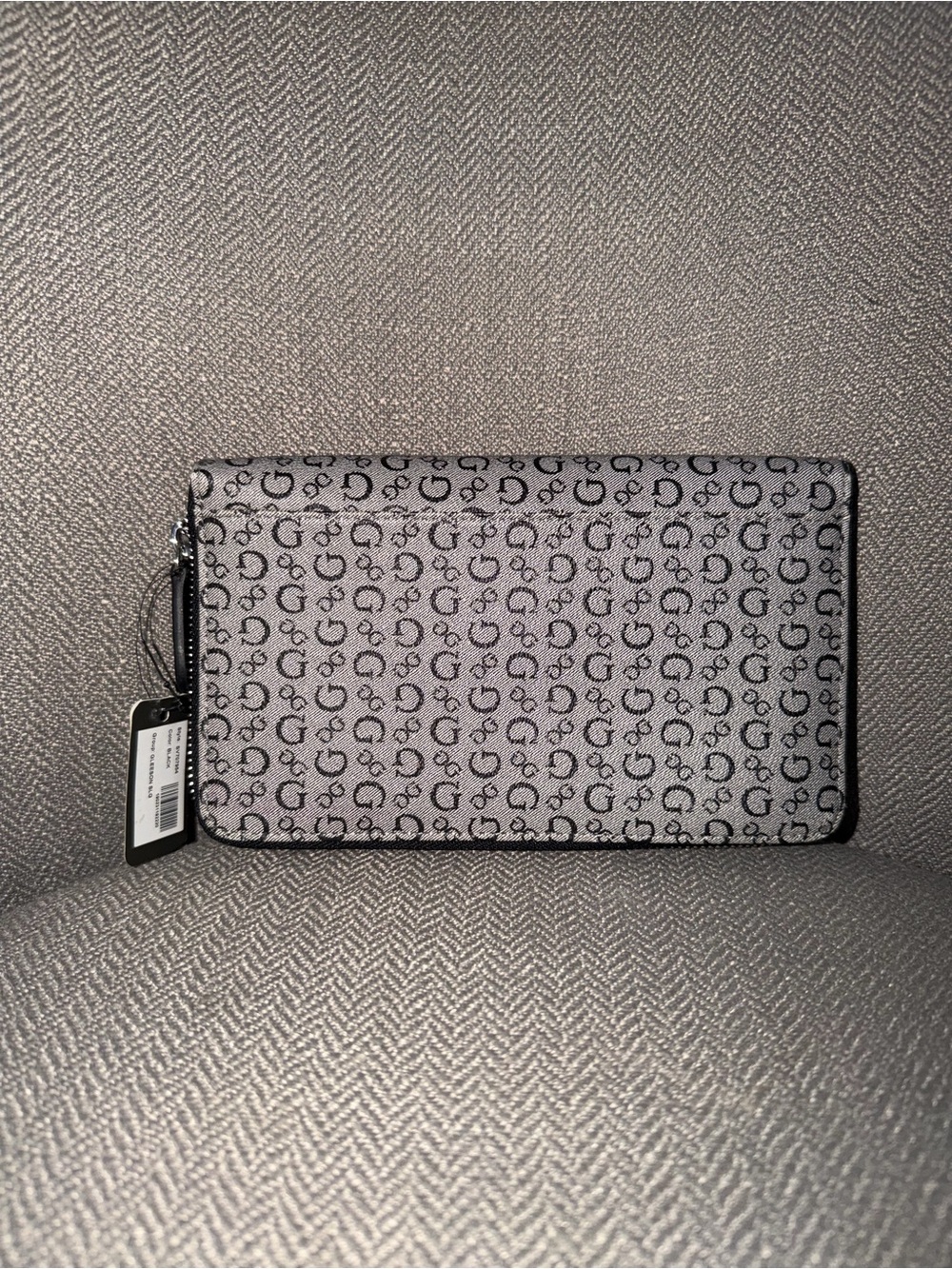 Guess Gray and Black Monogram Zip Wallet - Picture 2 of 3